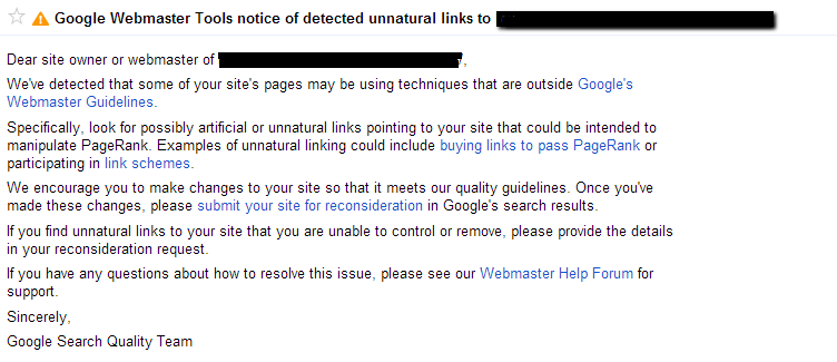 Unatural Links Notice unnatural Google Disavow Tool & What it Means for SEO