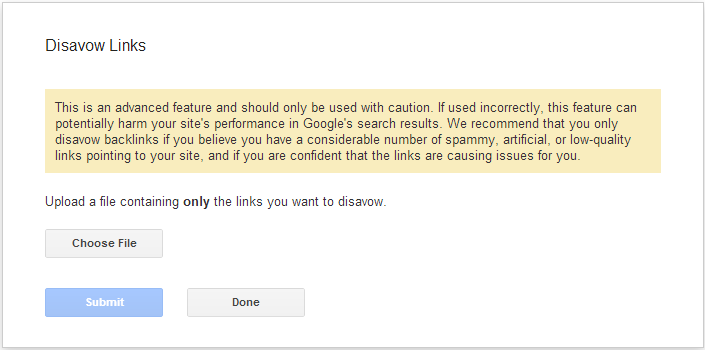 Google Disavow Tool User Notice uploaddisavow Google Disavow Tool & What it Means for SEO