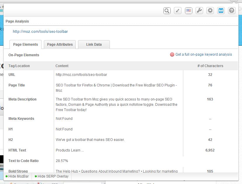page elements The Ultimate Guide to the MozBar SEO Extension for Chrome & Firefox